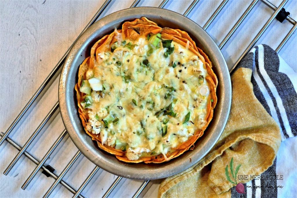 Tarte au chou fleur sur croûte de patate douce UNE MÈRE POULE UN PEU